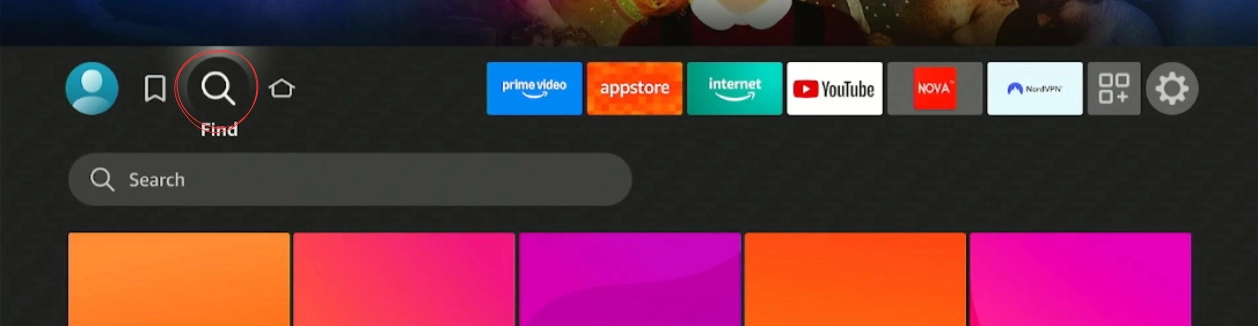 Search for Downloader on Fire Stick home screen
