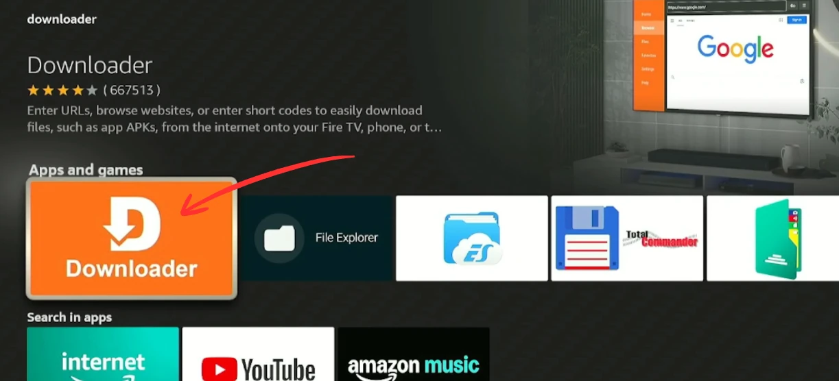 Install Downloader app from Amazon App Store on Fire Stick